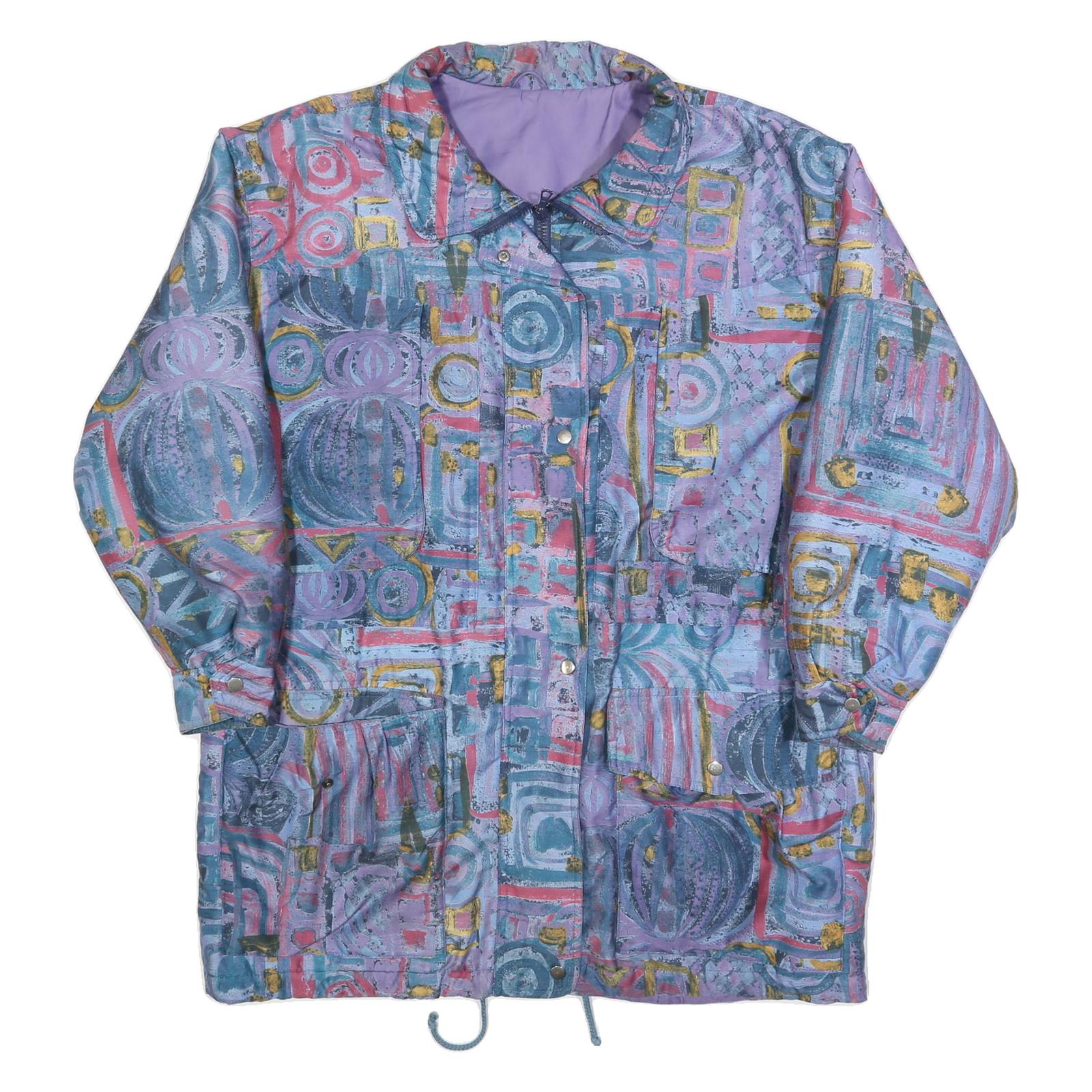 Womens Blue & Pink Outdoor Zip Jacket XL Woven Polyester Colourblock Relaxed Fit