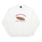 OARSMAN Mens White Presque Isle Harbor Wooden Boat Show Crew Neck L Sweatshirt