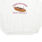 OARSMAN Mens White Presque Isle Harbor Wooden Boat Show Crew Neck L Sweatshirt