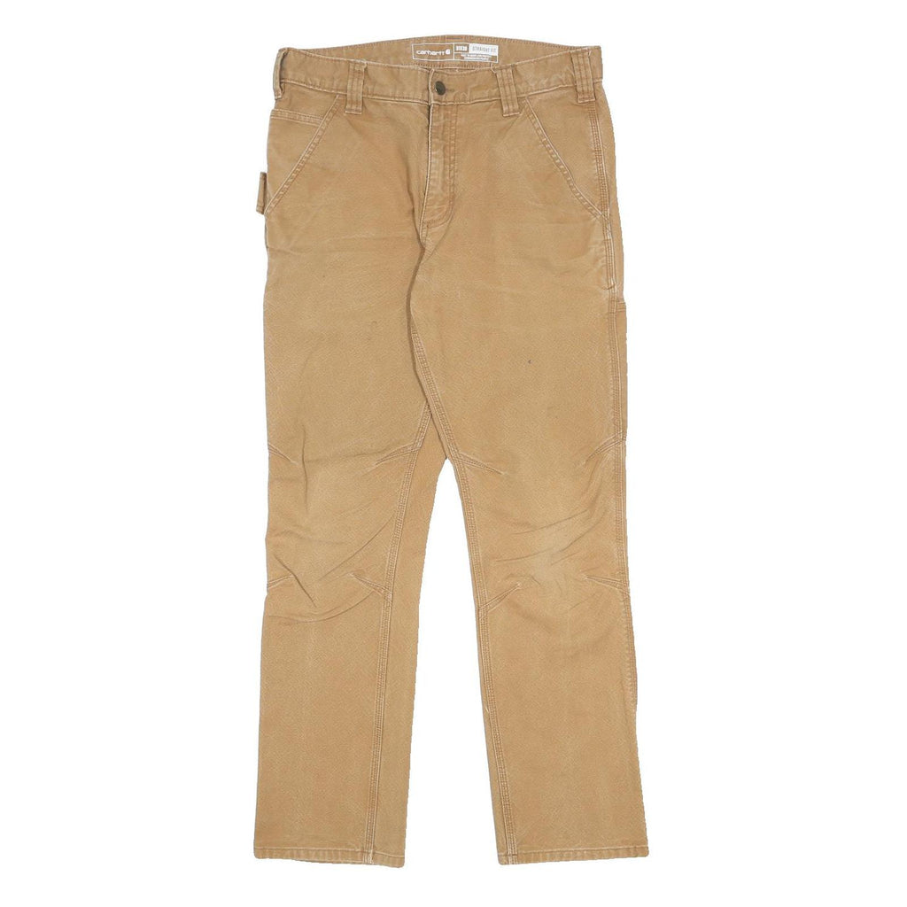 CARHARTT Mens Cotton Blend Beige Regular Straight Fit Trousers W31 L30 Workwear