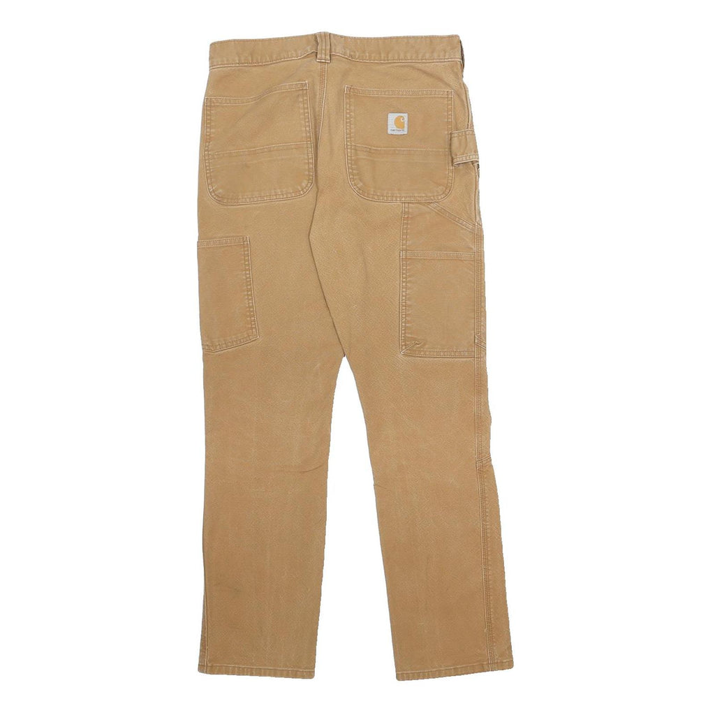 CARHARTT Mens Cotton Blend Beige Regular Straight Fit Trousers W31 L30 Workwear