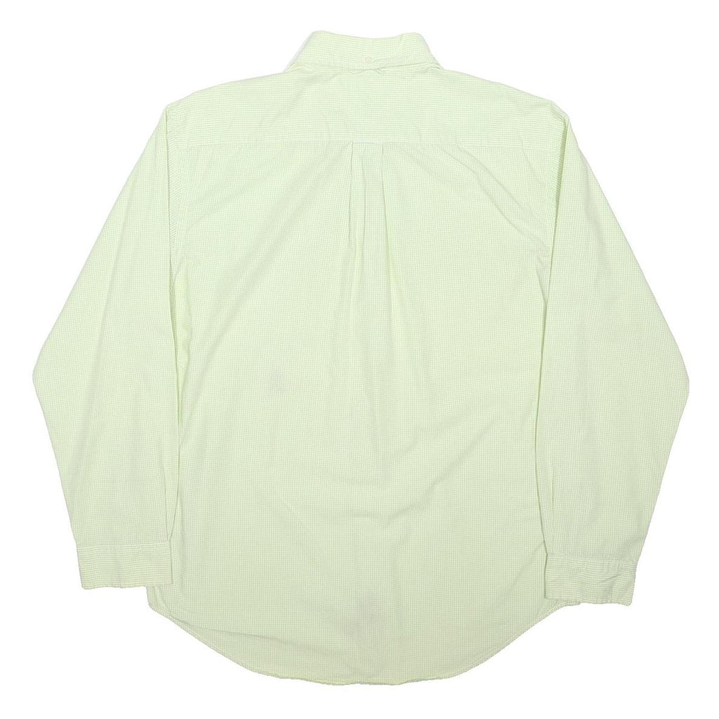 TOMMY HILFIGER Mens Green & White Shirt L Cotton Blend Button Down Collar Long
