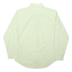TOMMY HILFIGER Mens Green & White Shirt L Cotton Blend Button Down Collar Long