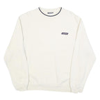 REEBOK Mens White Crew Neck Sweatshirt M Cotton Blend Sports Casual Pullover