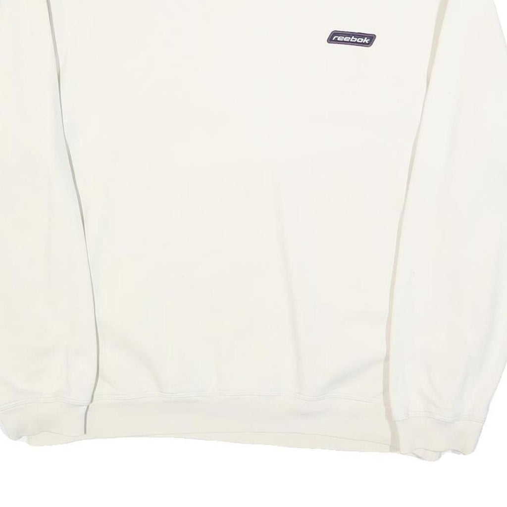 REEBOK Mens White Crew Neck Sweatshirt M Cotton Blend Sports Casual Pullover