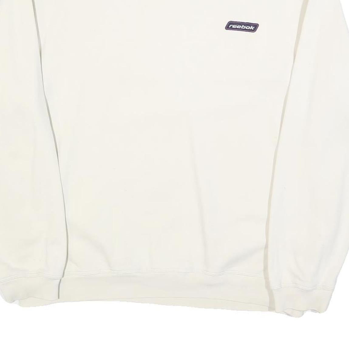 REEBOK Mens White Crew Neck Sweatshirt M Cotton Blend Sports Casual Pullover