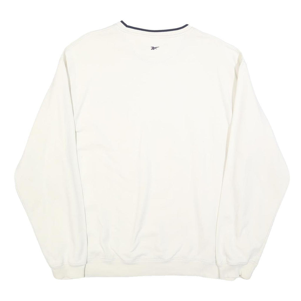 REEBOK Mens White Crew Neck Sweatshirt M Cotton Blend Sports Casual Pullover