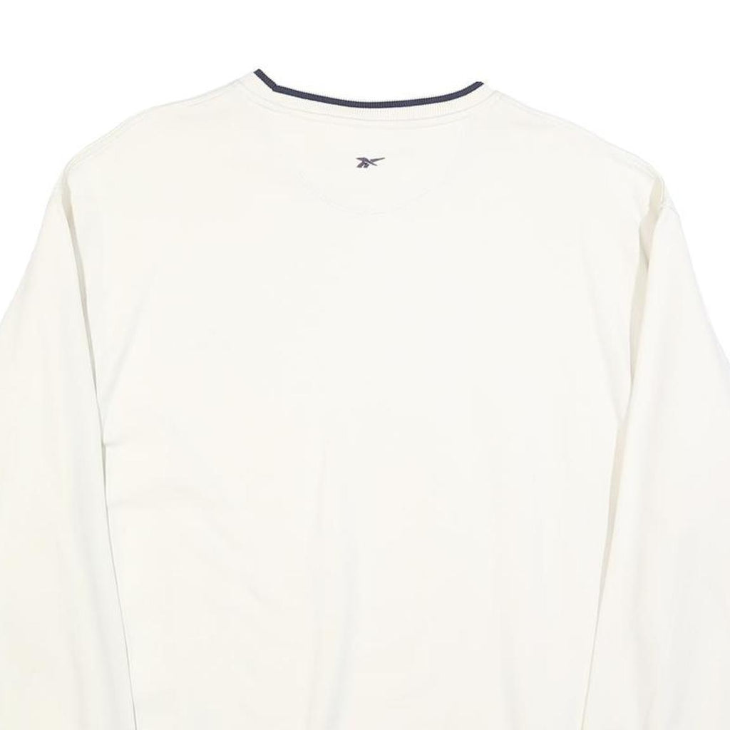 REEBOK Mens White Crew Neck Sweatshirt M Cotton Blend Sports Casual Pullover