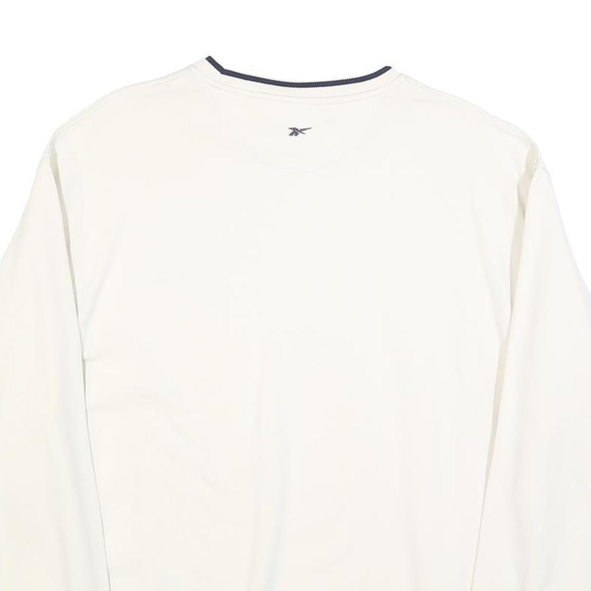 REEBOK Mens White Crew Neck Sweatshirt M Cotton Blend Sports Casual Pullover