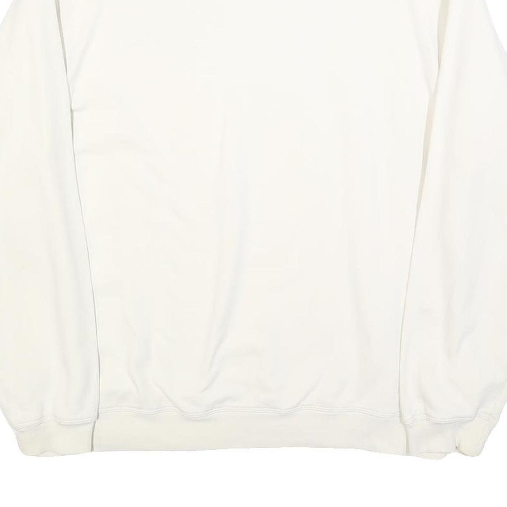 REEBOK Mens White Crew Neck Sweatshirt M Cotton Blend Sports Casual Pullover