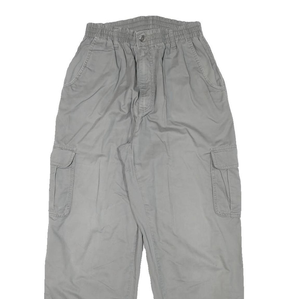 Womens Relaxed Grey Cotton Blend Zip Cargo Trousers W24 L27 Comfortable Casual