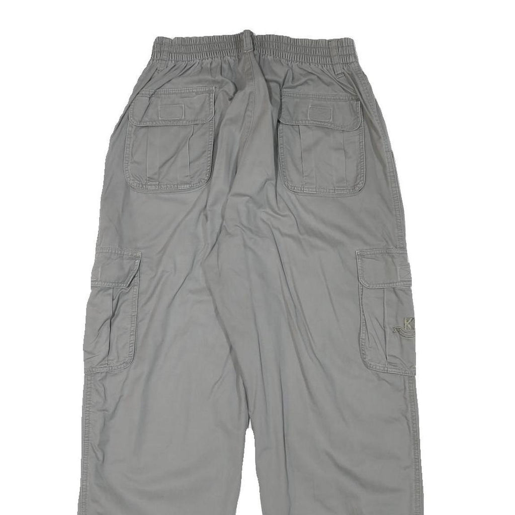 Womens Relaxed Grey Cotton Blend Zip Cargo Trousers W24 L27 Comfortable Casual