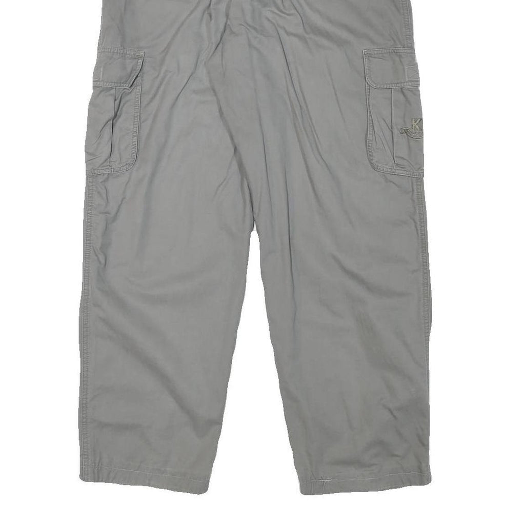 Womens Relaxed Grey Cotton Blend Zip Cargo Trousers W24 L27 Comfortable Casual