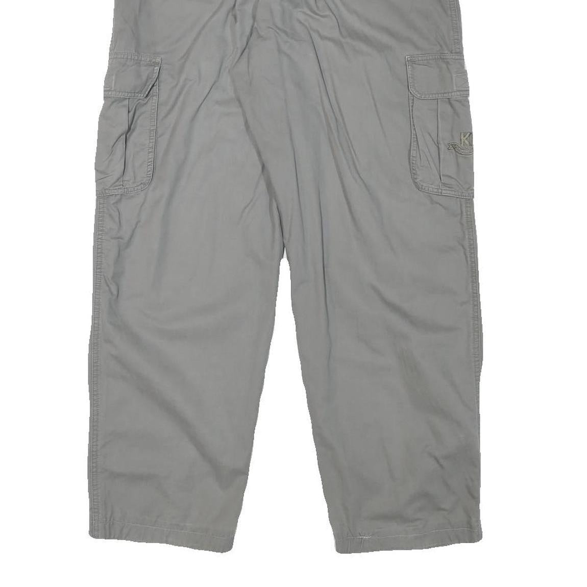 Womens Relaxed Grey Cotton Blend Zip Cargo Trousers W24 L27 Comfortable Casual