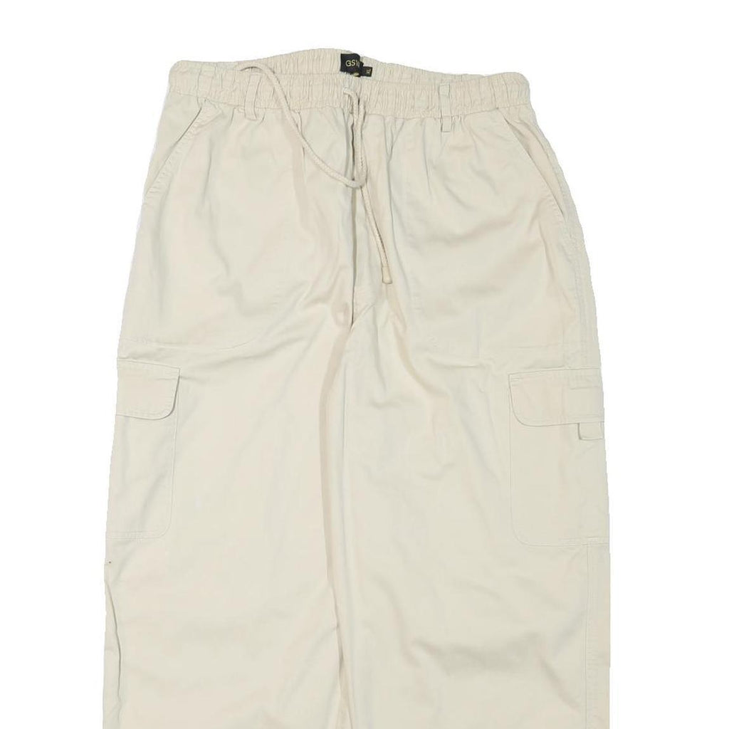 GSWD Womens Cotton Blend Cream Relaxed Cargo Drawstring Trousers W30 L25