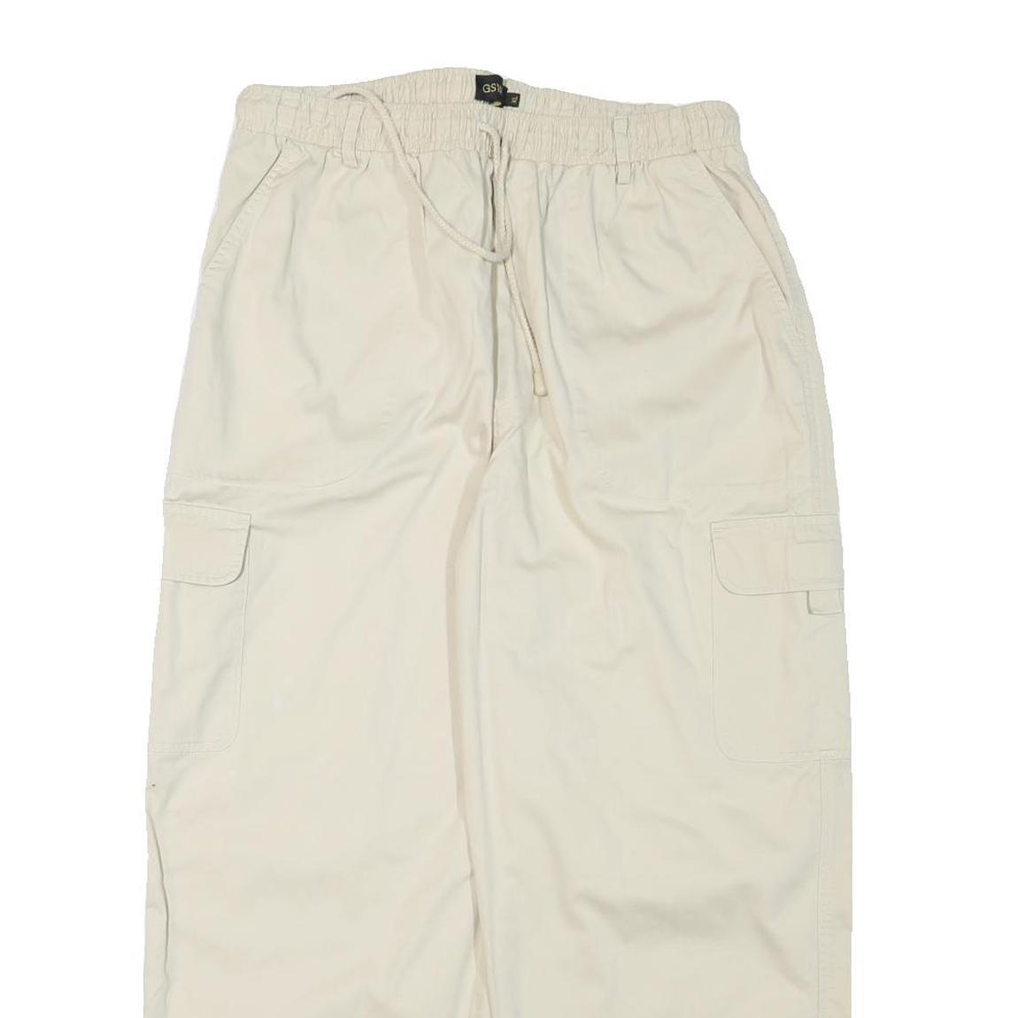 GSWD Womens Cotton Blend Cream Relaxed Cargo Drawstring Trousers W30 L25
