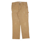 CARHARTT Mens Cotton Blend Beige Relaxed Straight Trousers W34 L32 Workwear