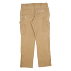 CARHARTT Mens Cotton Blend Beige Relaxed Straight Trousers W34 L32 Workwear