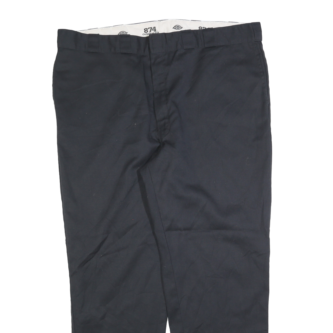 DICKIES Mens Cotton Blend Black Regular Straight Trousers W46 L32 Workwear