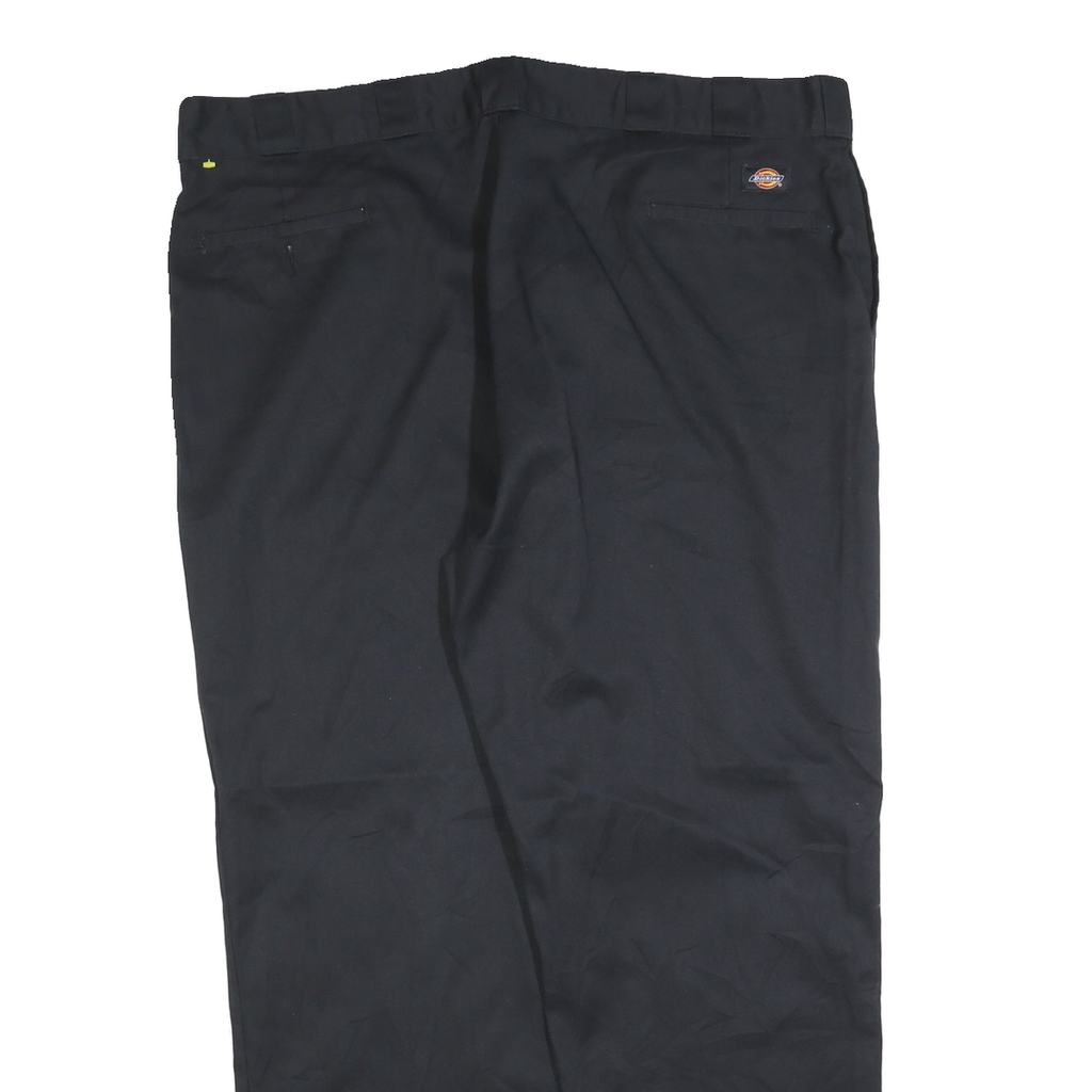 DICKIES Mens Cotton Blend Black Regular Straight Trousers W46 L32 Workwear
