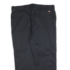 DICKIES Mens Cotton Blend Black Regular Straight Trousers W46 L32 Workwear