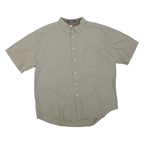 TOMMY HILFIGER Mens Green & White Check Shirt XL Classic Fit Embroidered Logo