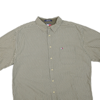 TOMMY HILFIGER Mens Green & White Check Shirt XL Classic Fit Embroidered Logo