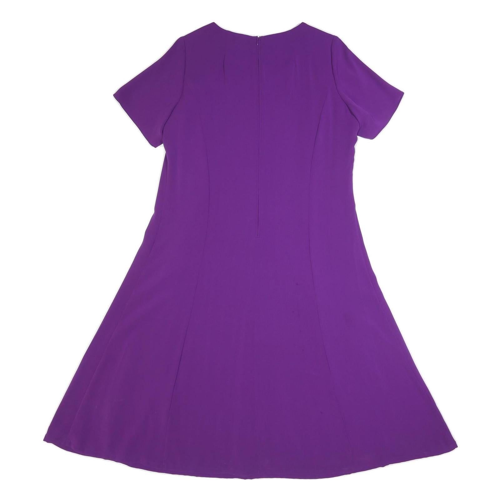 MARINA RINALDI Womens Purple Fit & Flare Polyester Blend Short Sleeve Midi Dress