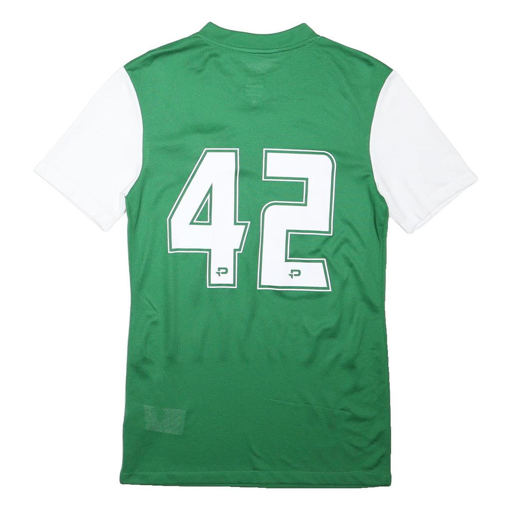 NIKE Mens Green & White Sports Graphic T-Shirt S Short Sleeve V-Neck Breathable