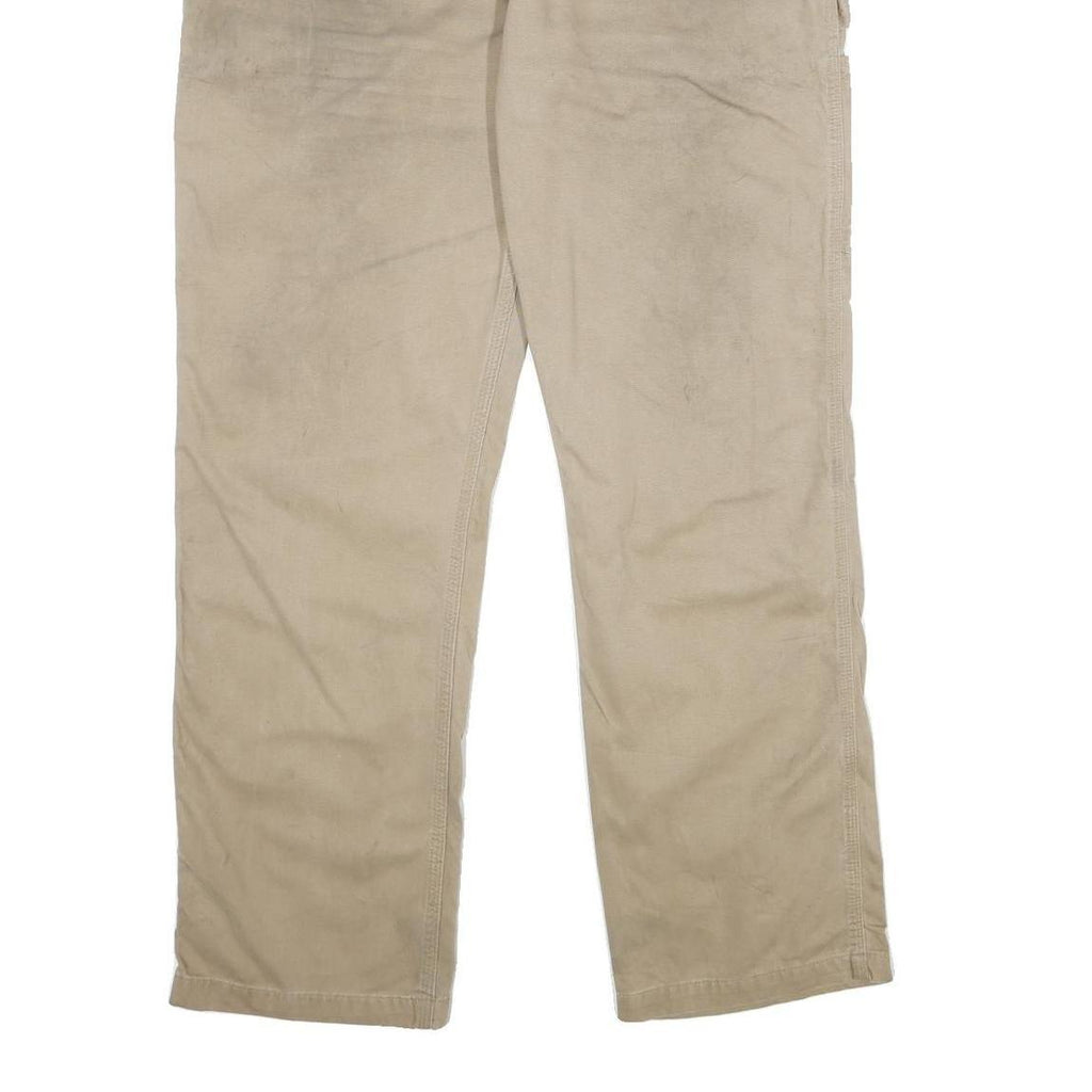 CARHARTT Mens Cotton Beige Relaxed Straight Trousers W40 L32 Workwear Zip