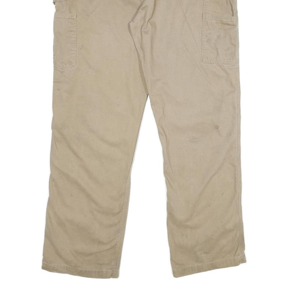 CARHARTT Mens Cotton Beige Relaxed Straight Trousers W40 L32 Workwear Zip