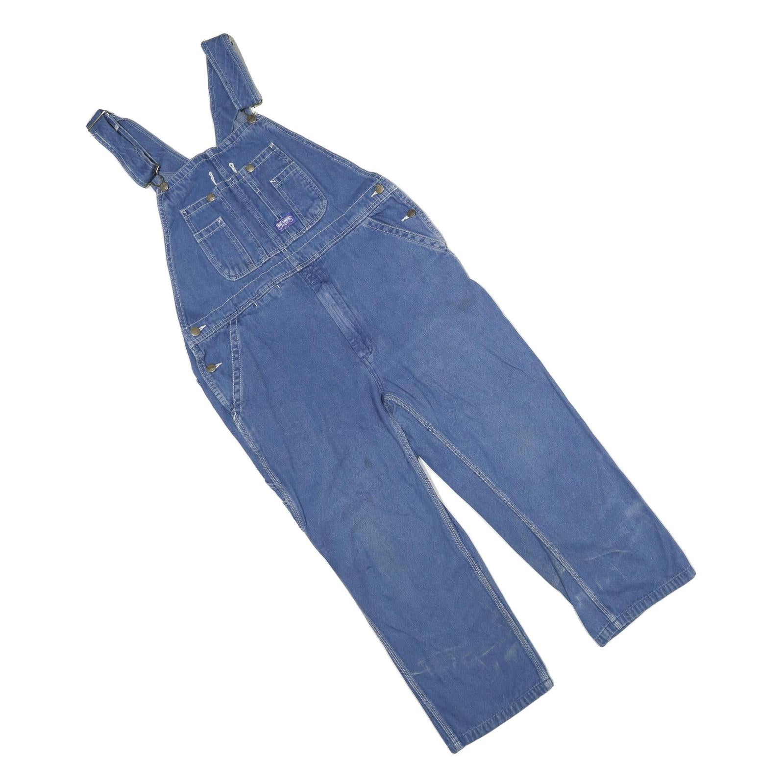 BIG SMITH Mens Blue Cotton Dungarees Regular Fit M W34 L28 Workwear Utility