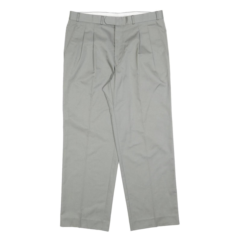 RITEX Mens Regular Fit Grey Straight Trousers W34 L30 Smart Casual Classic Zip