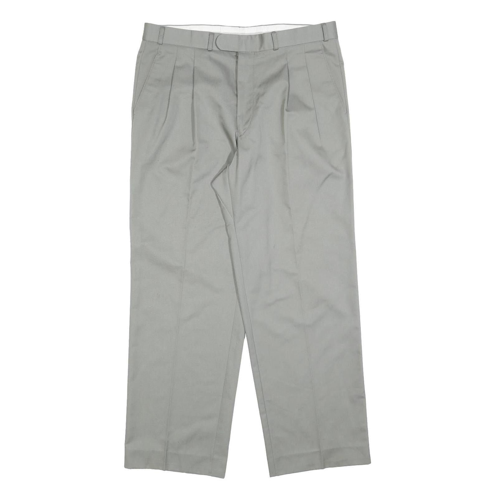 RITEX Mens Regular Fit Grey Straight Trousers W34 L30 Smart Casual Classic Zip