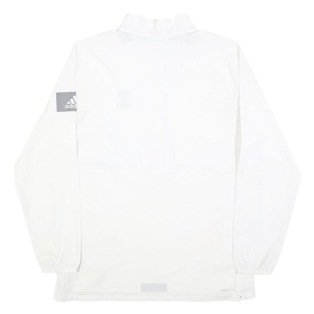 ADIDAS Mens White E Logo Collared M Sports Sweatshirt Pullover Polyester Blend