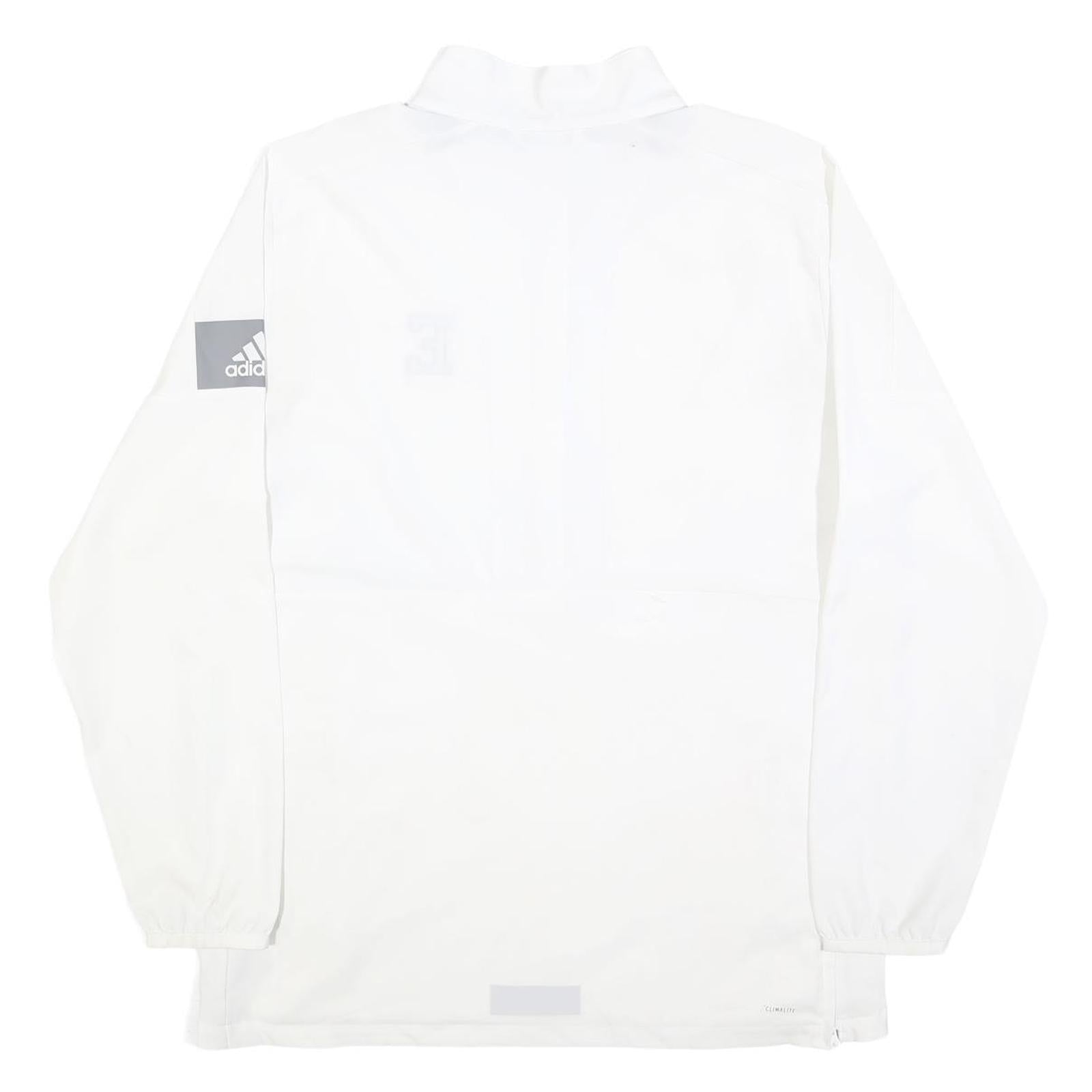 ADIDAS Mens White E Logo Collared M Sports Sweatshirt Pullover Polyester Blend