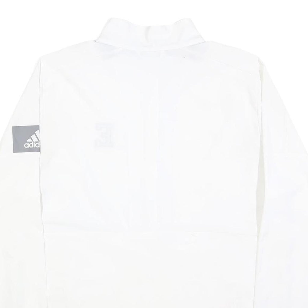ADIDAS Mens White E Logo Collared M Sports Sweatshirt Pullover Polyester Blend
