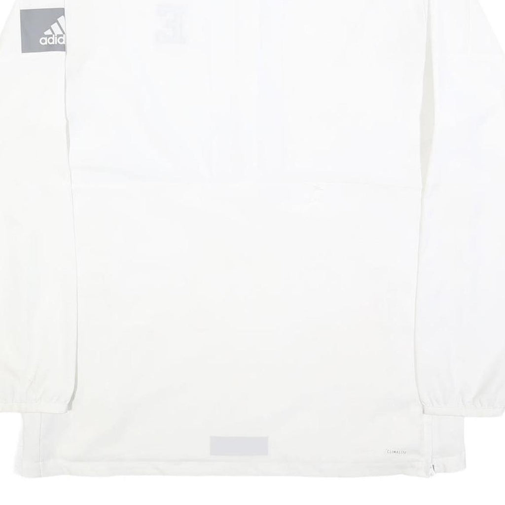 ADIDAS Mens White E Logo Collared M Sports Sweatshirt Pullover Polyester Blend
