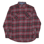 JACHS Mens Red & Grey Plaid Shirt M Cotton Blend Casual Long Sleeve Button
