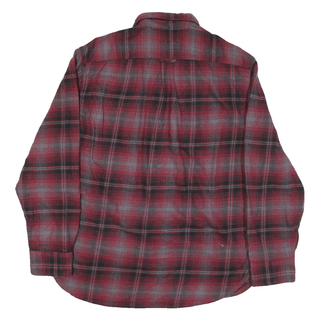 JACHS Mens Red & Grey Plaid Shirt M Cotton Blend Casual Long Sleeve Button