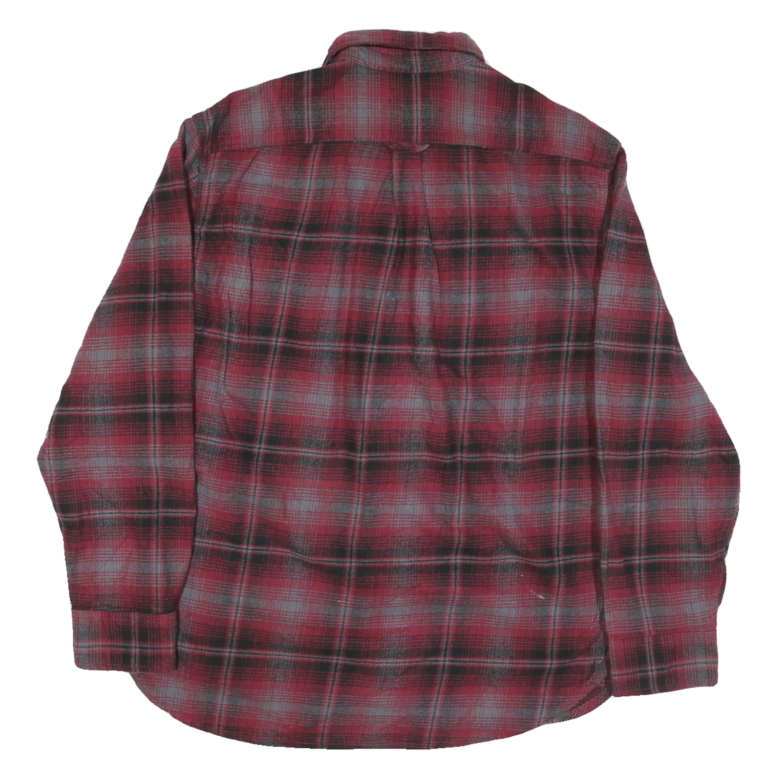 JACHS Mens Red & Grey Plaid Shirt M Cotton Blend Casual Long Sleeve Button