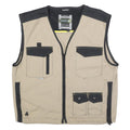 PANOPLY Mens Beige & Black Cotton Blend Zip Jacket L Casual Utility Vest