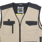PANOPLY Mens Beige & Black Cotton Blend Zip Jacket L Casual Utility Vest