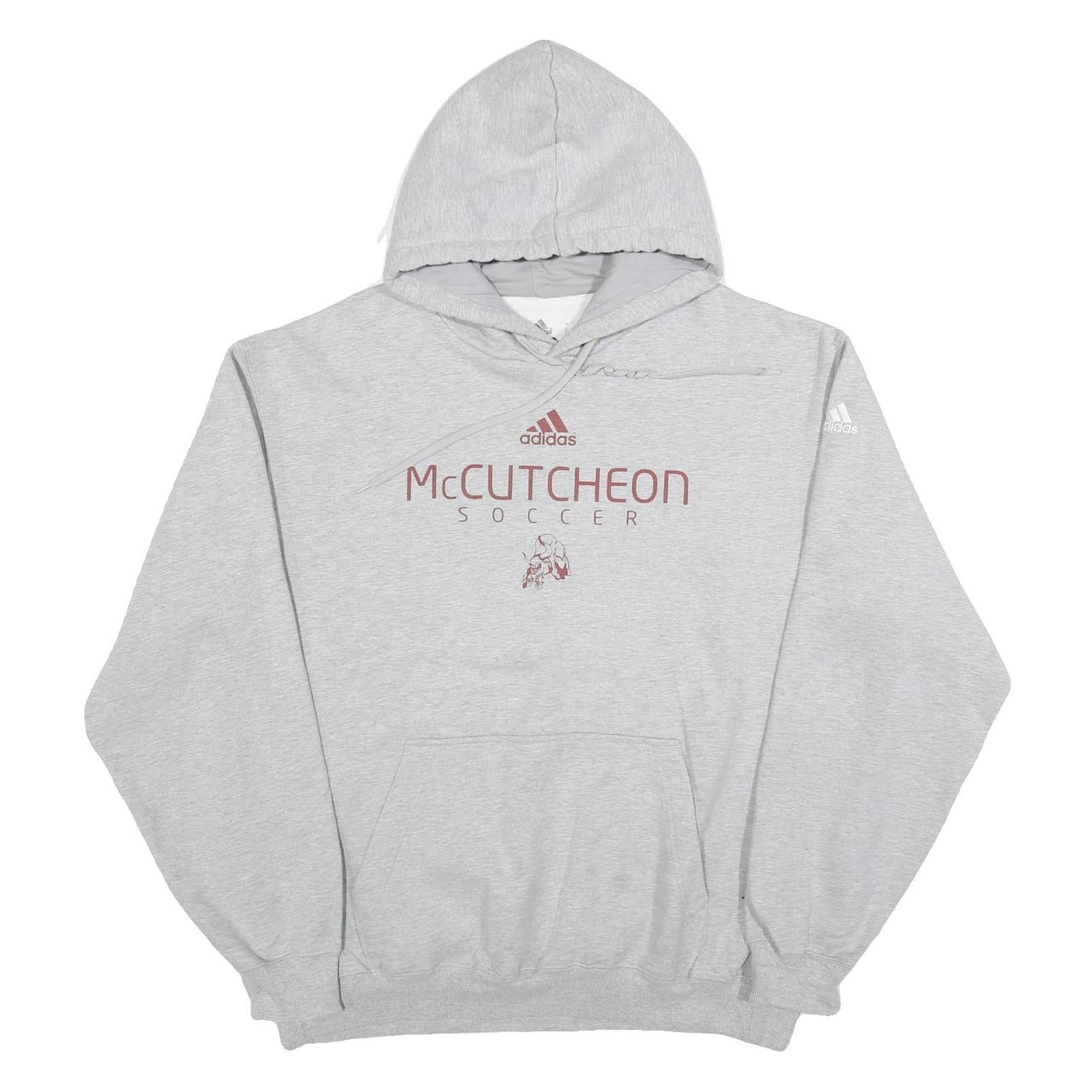 ADIDAS Mens Grey McCutcheon Soccer Pullover Hoodie XL Casual Sportswear