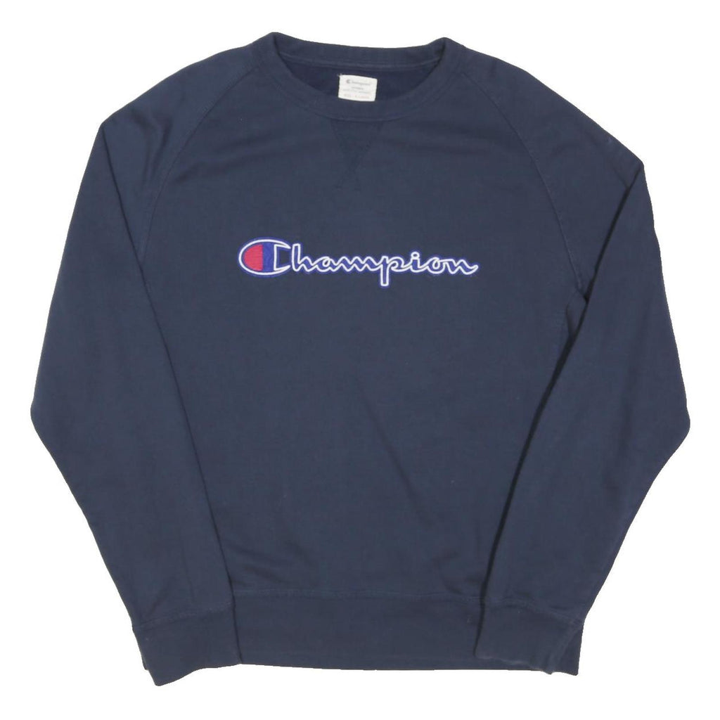 CHAMPION Womens Navy Blue Crew Neck XL Cotton Blend Sweatshirt Pullover