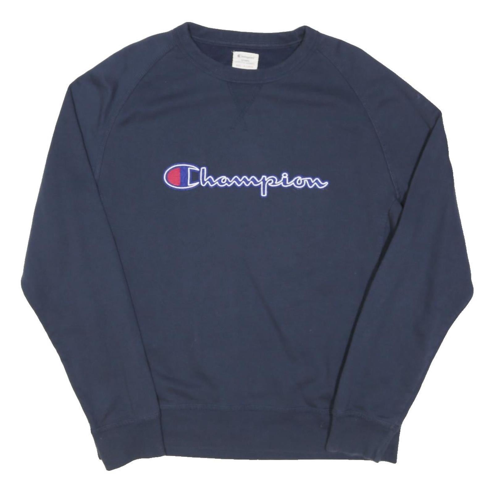 CHAMPION Womens Navy Blue Crew Neck XL Cotton Blend Sweatshirt Pullover