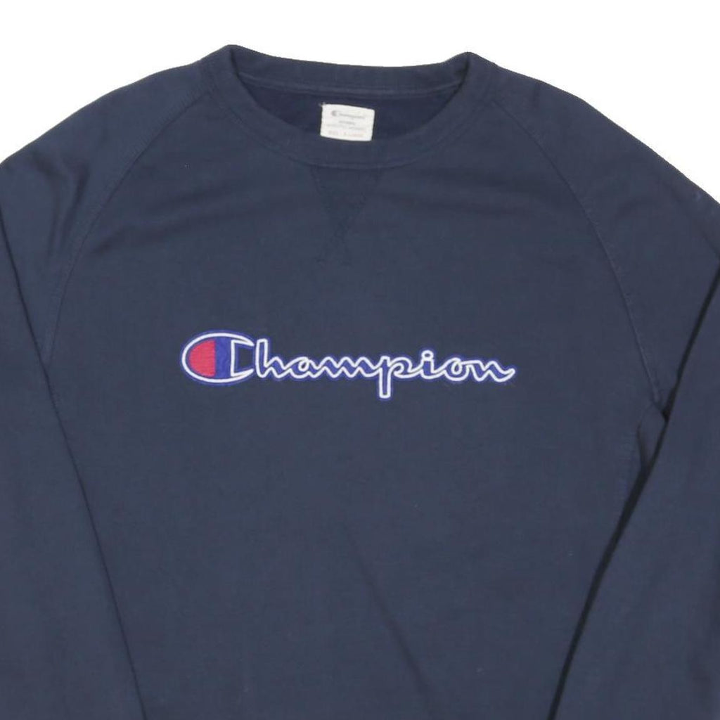 CHAMPION Womens Navy Blue Crew Neck XL Cotton Blend Sweatshirt Pullover