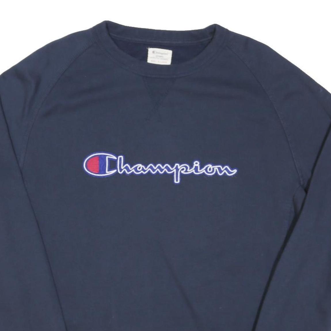 CHAMPION Womens Navy Blue Crew Neck XL Cotton Blend Sweatshirt Pullover