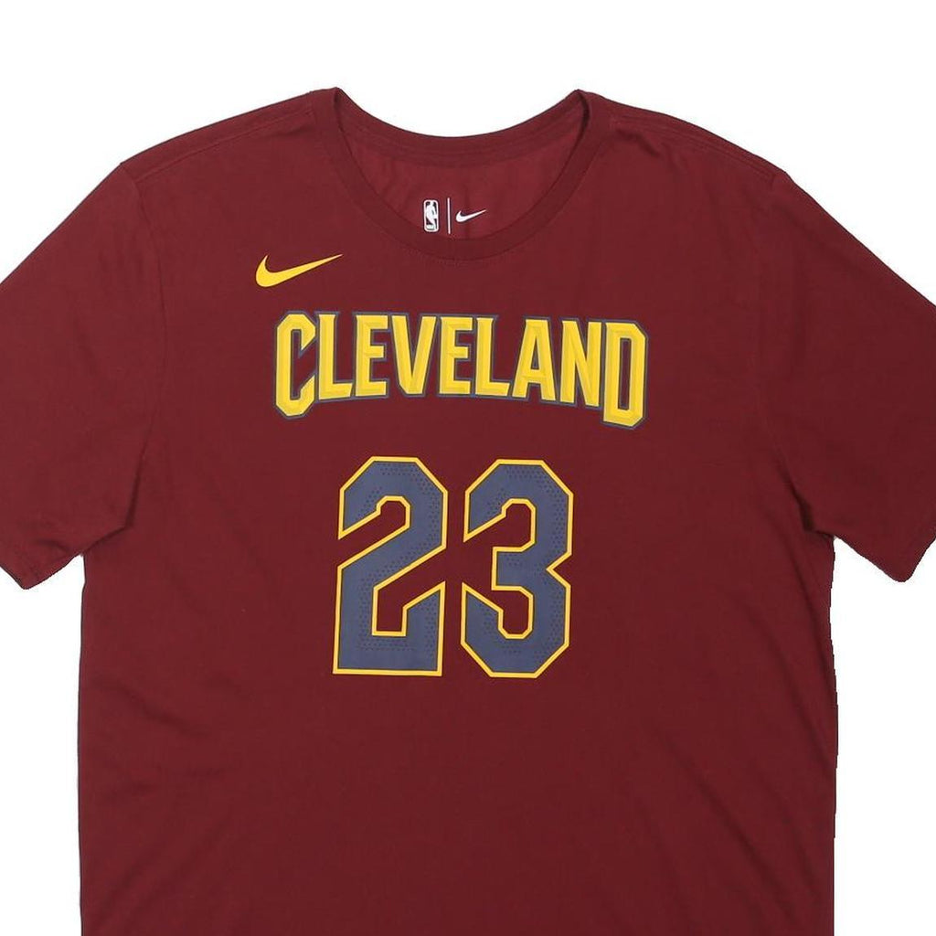 NIKE Mens Maroon Cleveland 23 Graphic T-Shirt L Short Sleeve Crew Neck