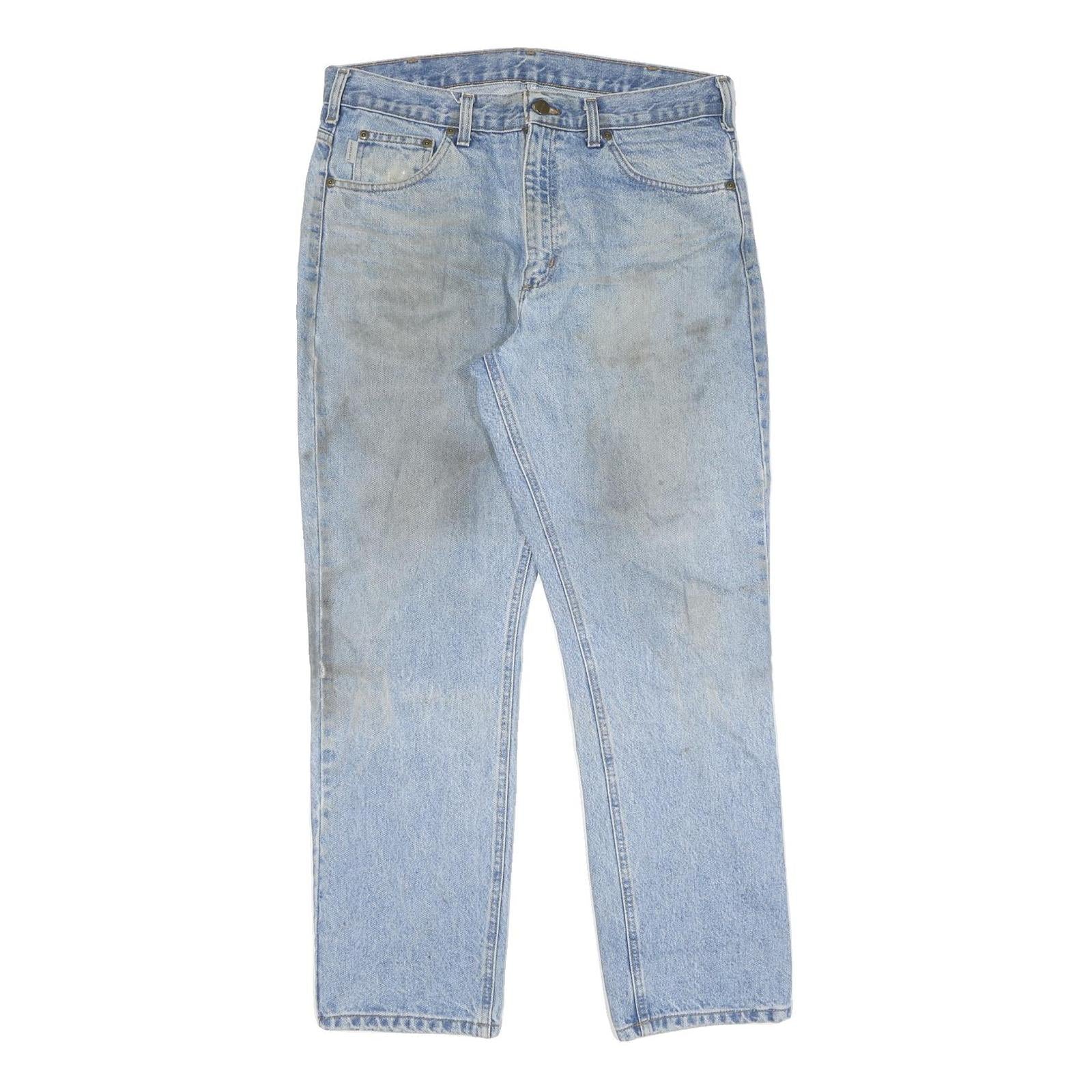 CARHARTT Mens Regular Blue Denim Jeans W34 L30 Workwear Zip Closure Casual